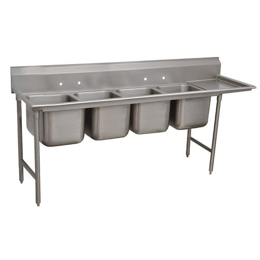 Advance Tabco 93-4-72-18R 95" 4 Compartment Sink w/ 16"L x 20"W Bowl, 12" Deep-cityfoodequipment.com
