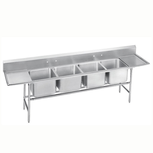 Advance Tabco 93-4-72-24RL 122" 4 Compartment Sink w/ 16"L x 20"W Bowl, 12" Deep-cityfoodequipment.com