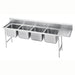 Advance Tabco 93-4-72-36R 113" 4 Compartment Sink w/ 16"L x 20"W Bowl, 12" Deep-cityfoodequipment.com
