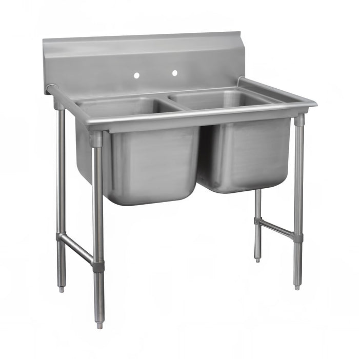 Advance Tabco 93-42-48 62" 2 Compartment Sink w/ 24"L x 24"W Bowl, 12" Deep-cityfoodequipment.com