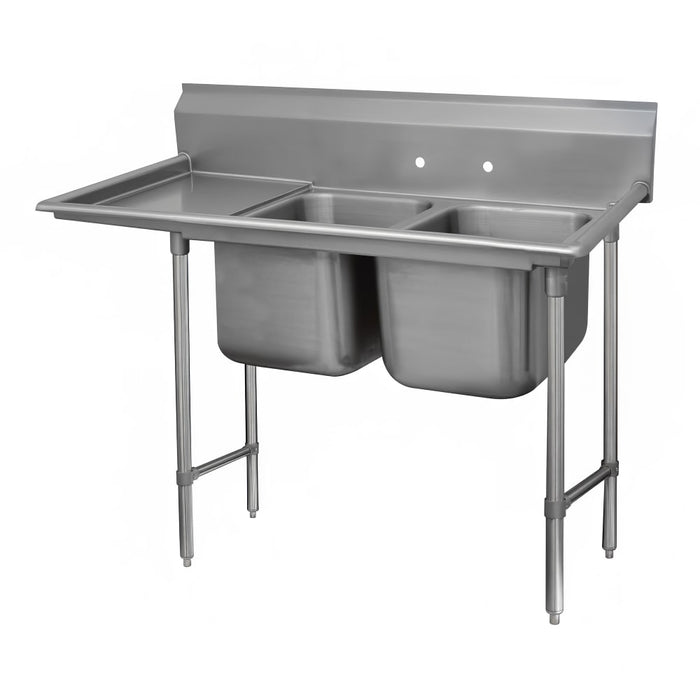 Advance Tabco 93-42-48-24L 81" 2 Compartment Sink w/ 24"L x 24"W Bowl, 12" Deep-cityfoodequipment.com