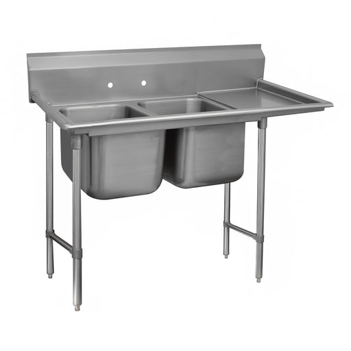 Advance Tabco 93-42-48-24R 81" 2 Compartment Sink w/ 24"L x 24"W Bowl, 12" Deep-cityfoodequipment.com