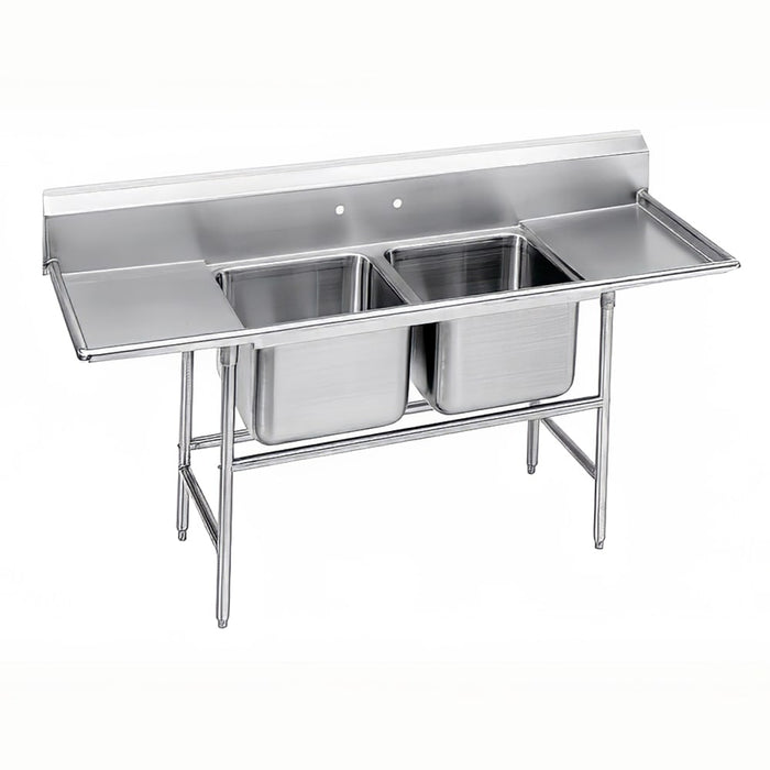 Advance Tabco 93-42-48-24RL 101" 2 Compartment Sink w/ 24"L x 24"W Bowl, 12" Deep-cityfoodequipment.com