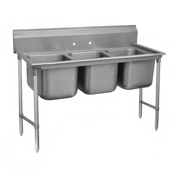 Advance Tabco 93-43-72 86" 3 Compartment Sink w/ 24"L x 24"W Bowl, 12" Deep-cityfoodequipment.com