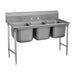 Advance Tabco 93-43-72 86" 3 Compartment Sink w/ 24"L x 24"W Bowl, 12" Deep-cityfoodequipment.com