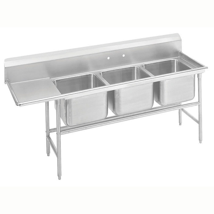 Advance Tabco 93-43-72-36L 119" 3 Compartment Sink w/ 24"L x 24"W Bowl, 12" Deep-cityfoodequipment.com