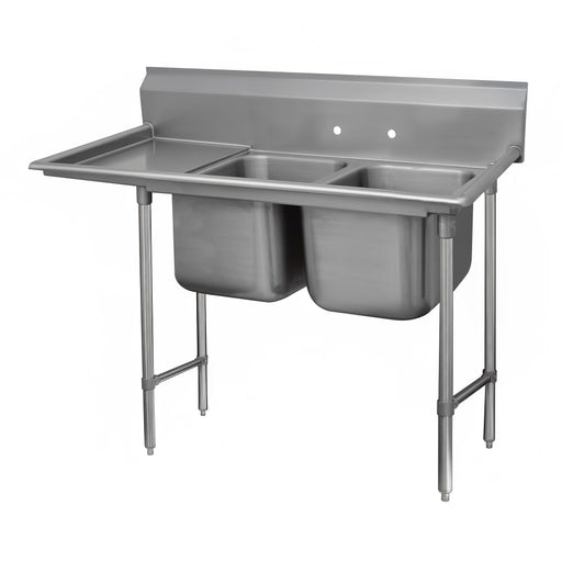 Advance Tabco 93-82-40-18L 67" 2 Compartment Sink w/ 20"L x 28"W Bowl, 12" Deep-cityfoodequipment.com
