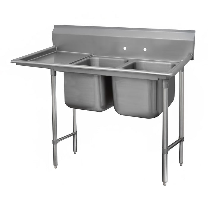 Advance Tabco 93-82-40-18L 67" 2 Compartment Sink w/ 20"L x 28"W Bowl, 12" Deep-cityfoodequipment.com