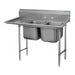 Advance Tabco 93-82-40-18L 67" 2 Compartment Sink w/ 20"L x 28"W Bowl, 12" Deep-cityfoodequipment.com