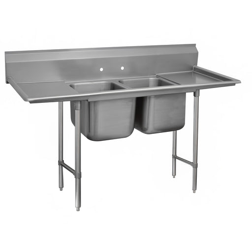 Advance Tabco 93-82-40-18RL 81" 2 Compartment Sink w/ 20"L x 28"W Bowl, 12" Deep-cityfoodequipment.com
