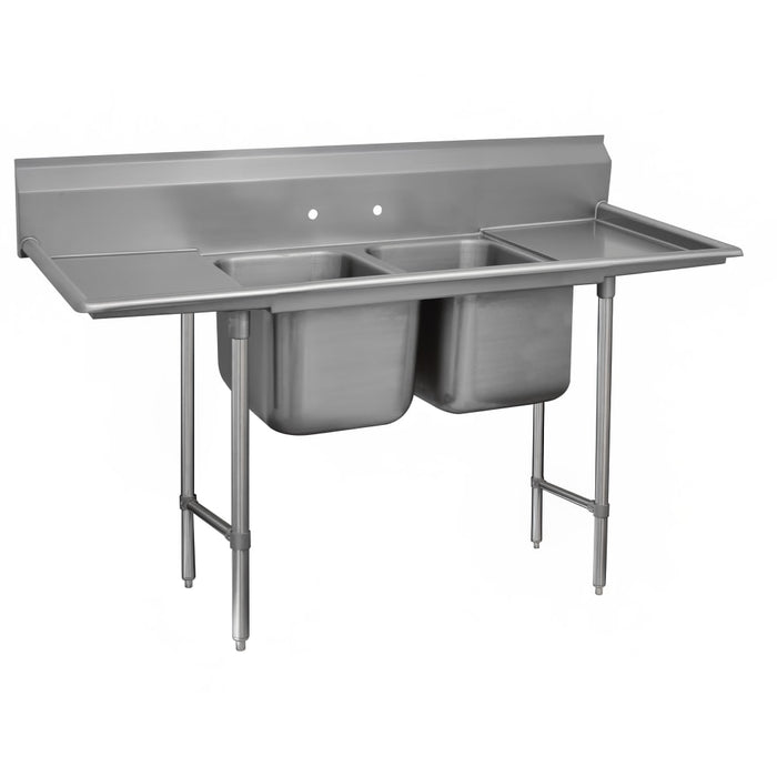 Advance Tabco 93-82-40-18RL 81" 2 Compartment Sink w/ 20"L x 28"W Bowl, 12" Deep-cityfoodequipment.com