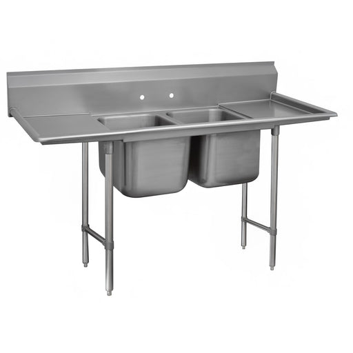 Advance Tabco 93-82-40-24RL 93" 2 Compartment Sink w/ 20"L x 28"W Bowl, 12" Deep-cityfoodequipment.com