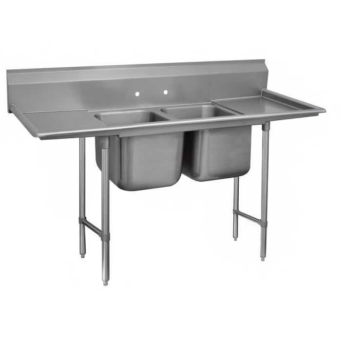 Advance Tabco 93-82-40-24RL 93" 2 Compartment Sink w/ 20"L x 28"W Bowl, 12" Deep-cityfoodequipment.com