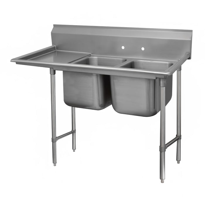 Advance Tabco 93-82-40-36L 85" 2 Compartment Sink w/ 20"L x 28"W Bowl, 12" Deep-cityfoodequipment.com