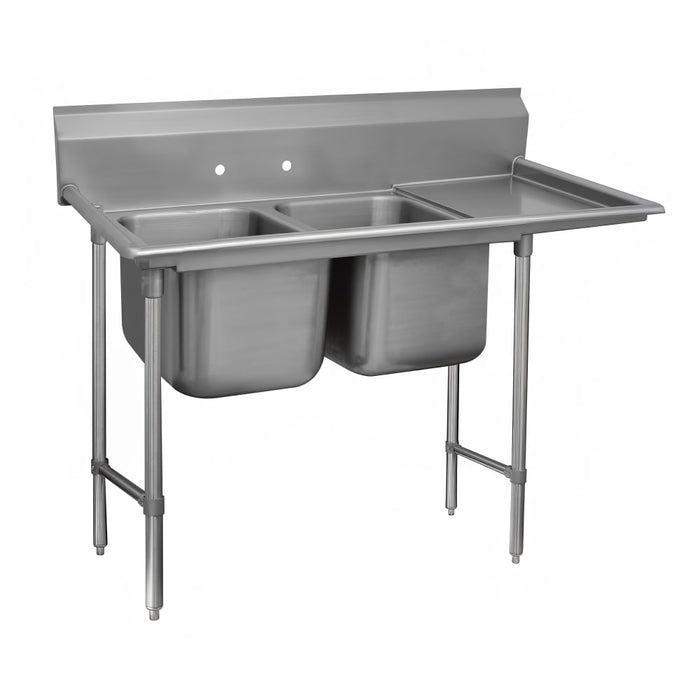 Advance Tabco 93-82-40-36R 85" 2 Compartment Sink w/ 20"L x 28"W Bowl, 12" Deep-cityfoodequipment.com
