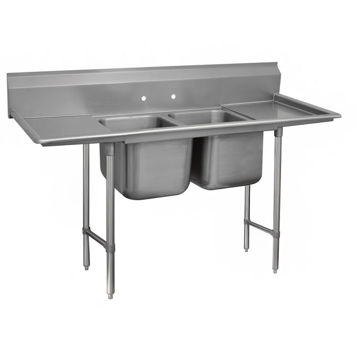 Advance Tabco 93-82-40-36RL 117" 2 Compartment Sink w/ 20"L x 28"W Bowl, 12" Deep-cityfoodequipment.com