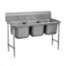 Advance Tabco 93-83-60 76" 3 Compartment Sink w/ 20"L x 28"W Bowl, 12" Deep-cityfoodequipment.com