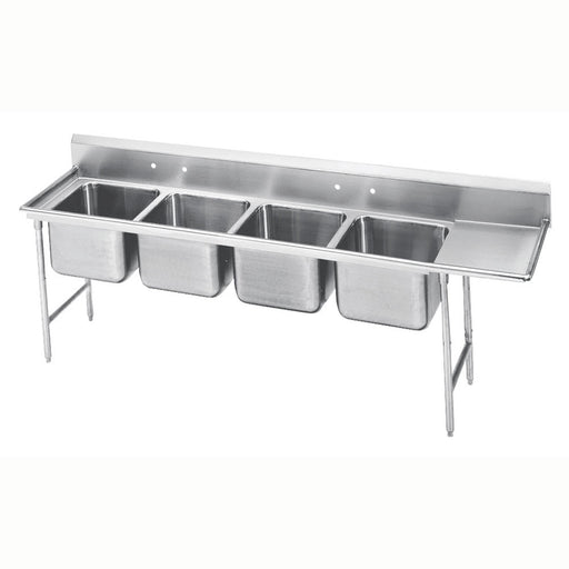 Advance Tabco 93-84-80-24R 117" 4 Compartment Sink w/ 20"L x 28"W Bowl, 12" Deep-cityfoodequipment.com