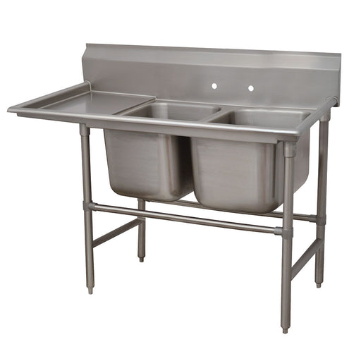 Advance Tabco 94-2-36-18L 59" 2 Compartment Sink w/ 16"L x 20"W Bowl, 14" Deep-cityfoodequipment.com