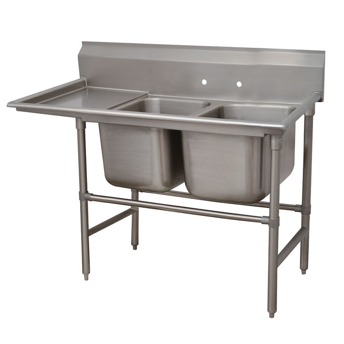 Advance Tabco 94-2-36-18L 59" 2 Compartment Sink w/ 16"L x 20"W Bowl, 14" Deep-cityfoodequipment.com
