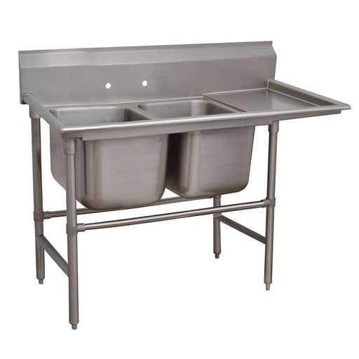 Advance Tabco 94-2-36-18R 59" 2 Compartment Sink w/ 16"L x 20"W Bowl, 14" Deep-cityfoodequipment.com