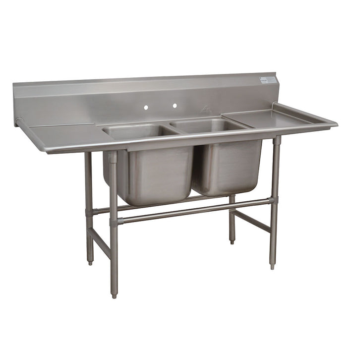 Advance Tabco 94-2-36-18RL 73" 2 Compartment Sink w/ 16"L x 20"W Bowl, 14" Deep-cityfoodequipment.com