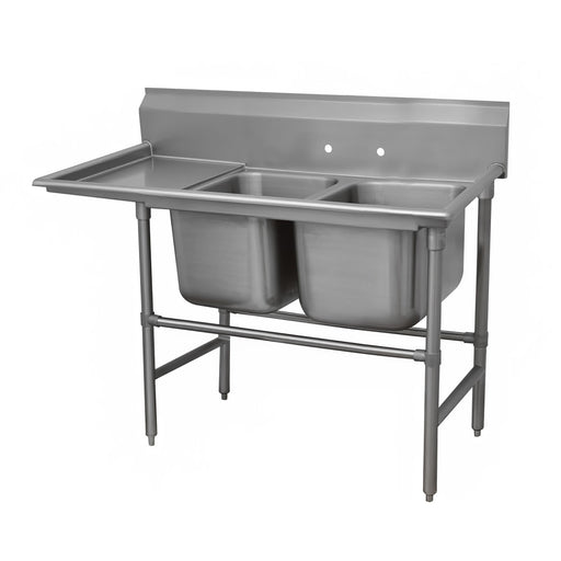 Advance Tabco 94-2-36-24L 65" 2 Compartment Sink w/ 16"L x 20"W Bowl, 14" Deep-cityfoodequipment.com