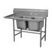 Advance Tabco 94-2-36-24L 65" 2 Compartment Sink w/ 16"L x 20"W Bowl, 14" Deep-cityfoodequipment.com