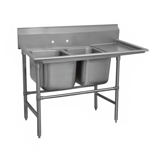 Advance Tabco 94-2-36-24R 65" 2 Compartment Sink w/ 16"L x 20"W Bowl, 14" Deep-cityfoodequipment.com