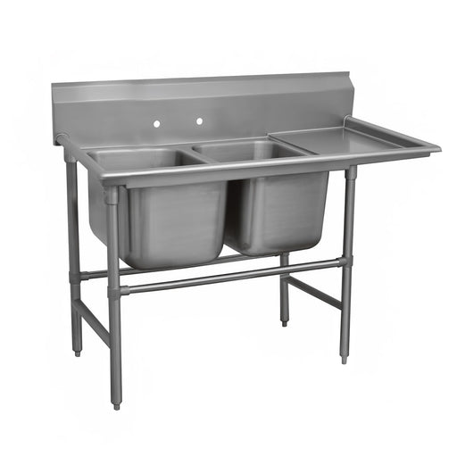 Advance Tabco 94-2-36-36R 77" 2 Compartment Sink w/ 16"L x 20"W Bowl, 14" Deep-cityfoodequipment.com