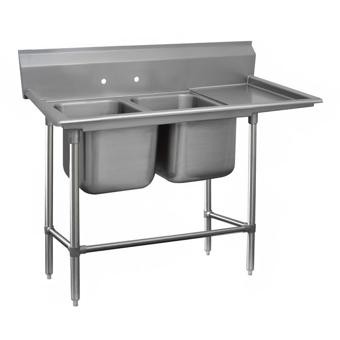 Advance Tabco 94-22-40-18R 67" 2 Compartment Sink w/ 20"L x 20"W Bowl, 14" Deep-cityfoodequipment.com