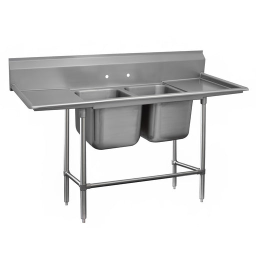 Advance Tabco 94-22-40-18RL 81" 2 Compartment Sink w/ 20"L x 20"W Bowl, 14" Deep-cityfoodequipment.com