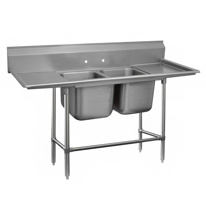 Advance Tabco 94-22-40-18RL 81" 2 Compartment Sink w/ 20"L x 20"W Bowl, 14" Deep-cityfoodequipment.com