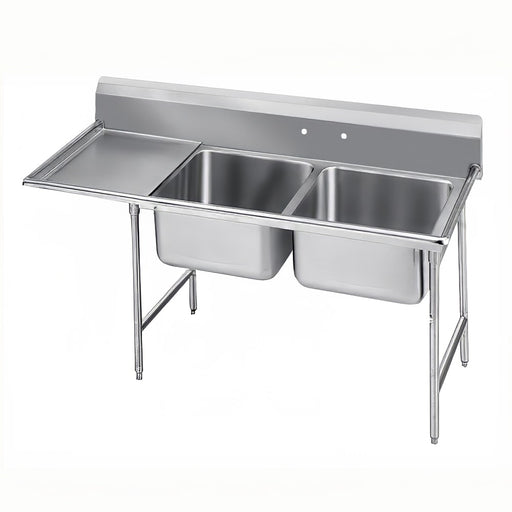 Advance Tabco 94-22-40-24L 73" 2 Compartment Sink w/ 20"L x 20"W Bowl, 14" Deep-cityfoodequipment.com