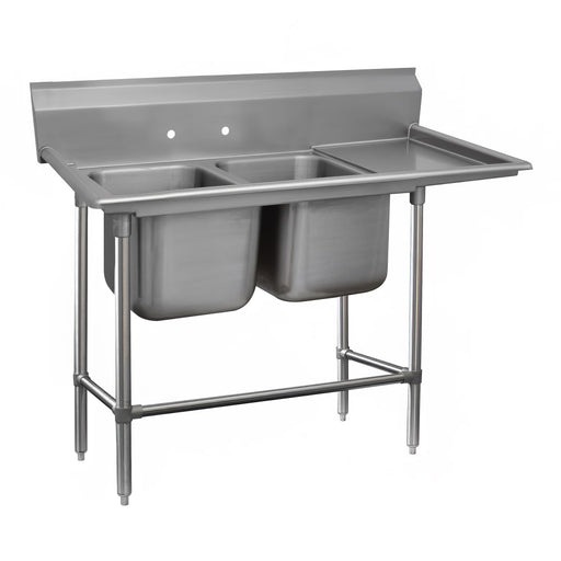 Advance Tabco 94-22-40-24R 73" 2 Compartment Sink w/ 20"L x 20"W Bowl, 14" Deep-cityfoodequipment.com