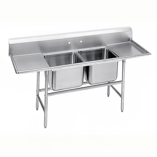 Advance Tabco 94-22-40-24RL 93" 2 Compartment Sink w/ 20"L x 20"W Bowl, 14" Deep-cityfoodequipment.com