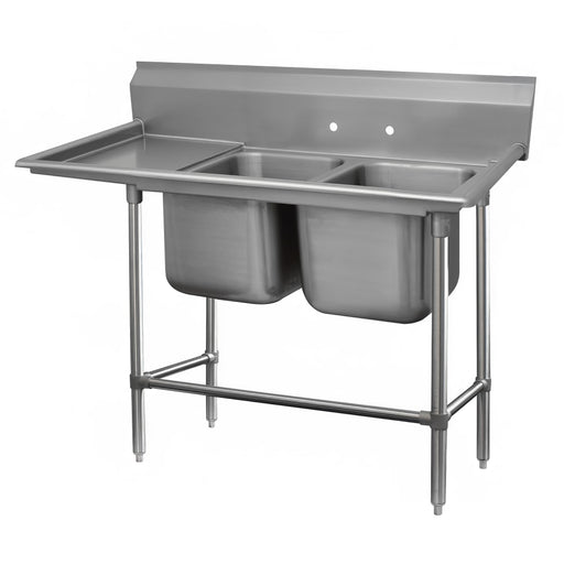 Advance Tabco 94-22-40-36L 85" 2 Compartment Sink w/ 20"L x 20"W Bowl, 14" Deep-cityfoodequipment.com