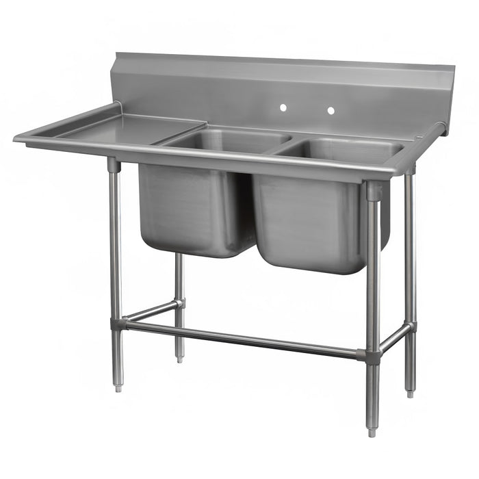 Advance Tabco 94-22-40-36L 85" 2 Compartment Sink w/ 20"L x 20"W Bowl, 14" Deep-cityfoodequipment.com
