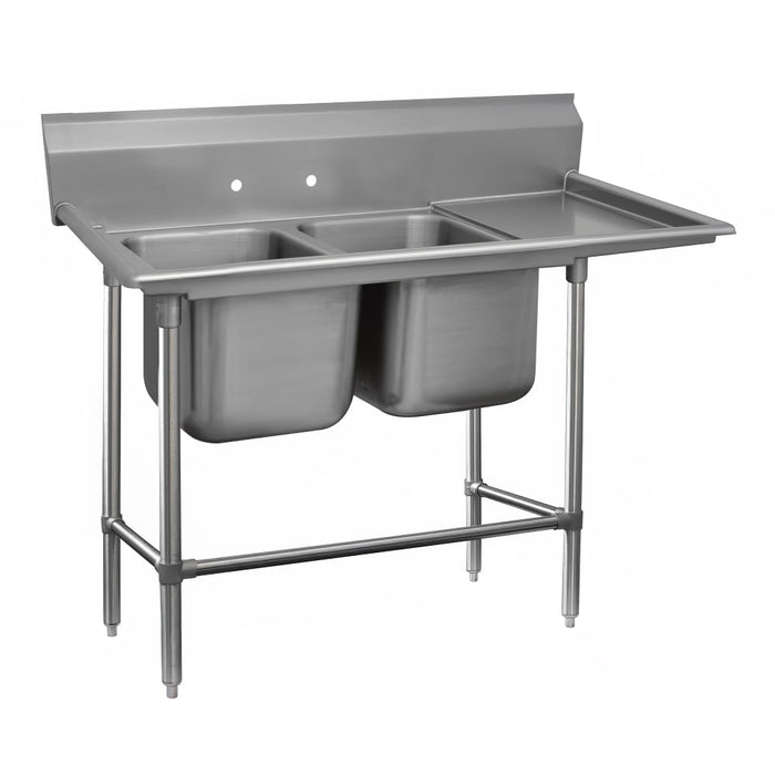 Advance Tabco 94-22-40-36R 85" 2 Compartment Sink w/ 20"L x 20"W Bowl, 14" Deep-cityfoodequipment.com