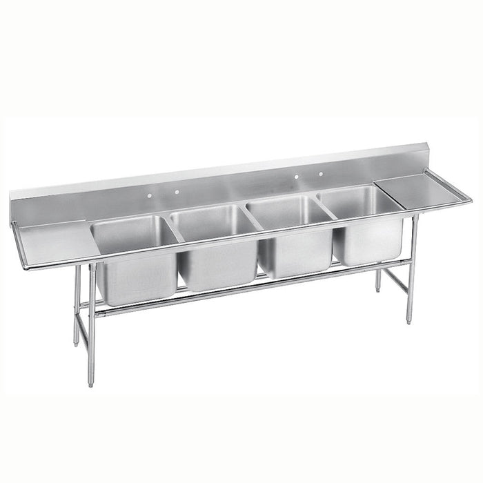 Advance Tabco 94-4-72-18RL 110" 4 Compartment Sink w/ 16"L x 20"W Bowl, 14" Deep-cityfoodequipment.com