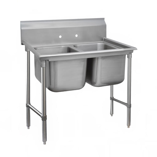 Advance Tabco 94-42-48 62" 2 Compartment Sink w/ 24"L x 24"W Bowl, 14" Deep-cityfoodequipment.com