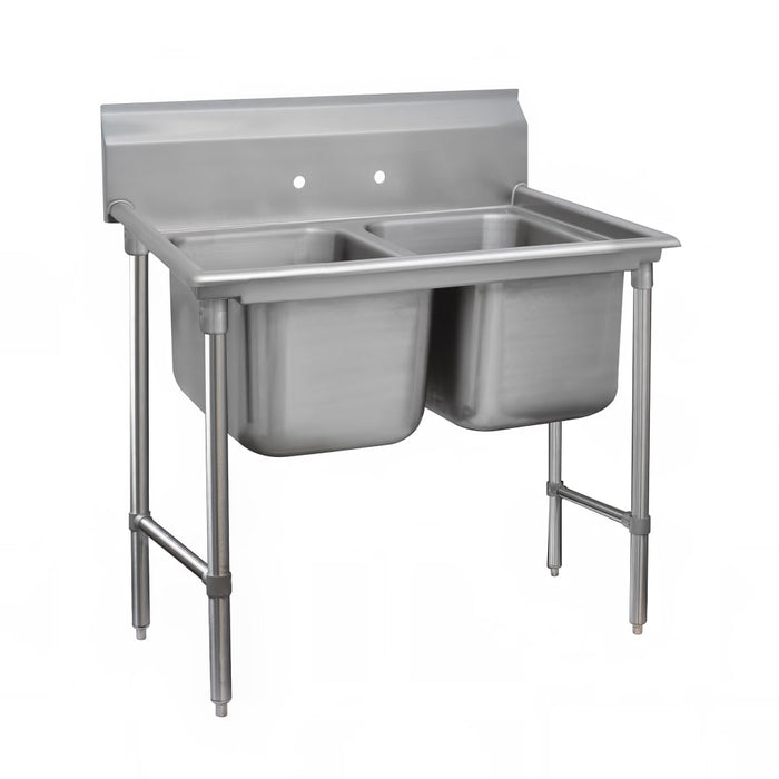 Advance Tabco 94-42-48 62" 2 Compartment Sink w/ 24"L x 24"W Bowl, 14" Deep-cityfoodequipment.com