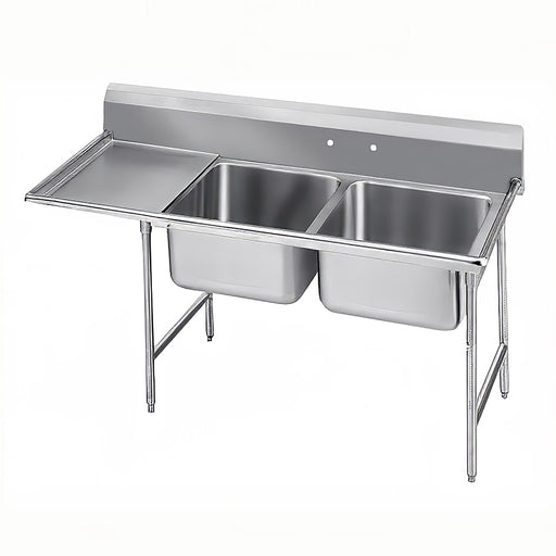 Advance Tabco 94-42-48-24L 81" 2 Compartment Sink w/ 24"L x 24"W Bowl, 14" Deep-cityfoodequipment.com