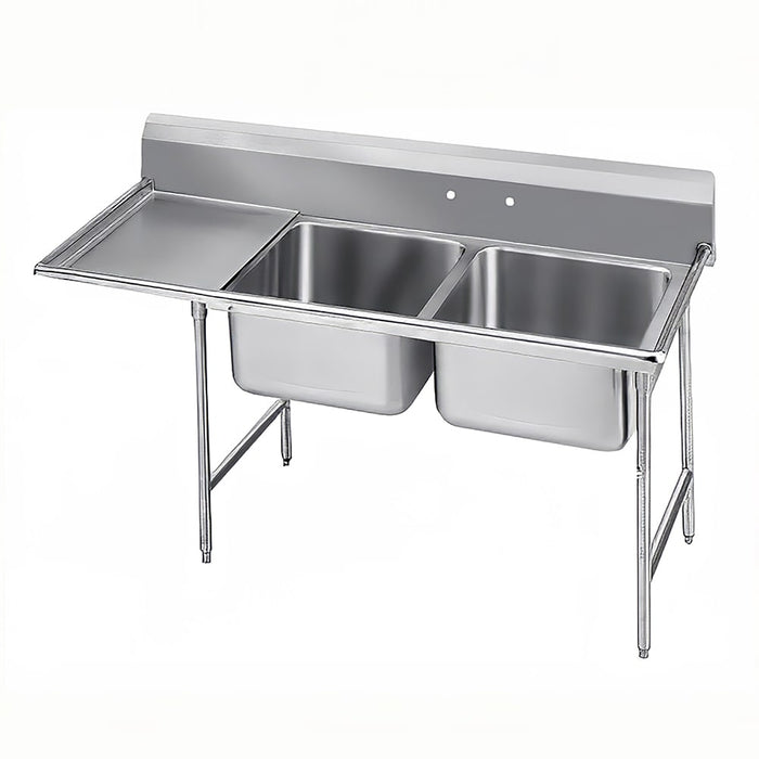 Advance Tabco 94-42-48-24L 81" 2 Compartment Sink w/ 24"L x 24"W Bowl, 14" Deep-cityfoodequipment.com