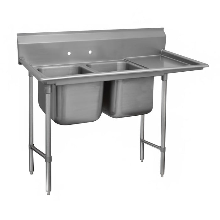 Advance Tabco 94-42-48-24R 81" 2 Compartment Sink w/ 24"L x 24"W Bowl, 14" Deep-cityfoodequipment.com
