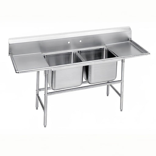 Advance Tabco 94-42-48-24RL 101" 2 Compartment Sink w/ 24"L x 24"W Bowl, 14" Deep-cityfoodequipment.com