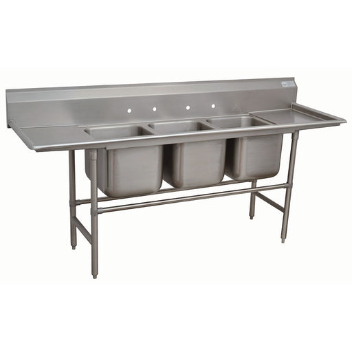 Advance Tabco 94-43-72-24RL 127" 3 Compartment Sink w/ 24"L x 24"W Bowl, 14" Deep-cityfoodequipment.com