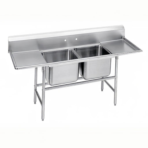 Advance Tabco 94-82-40-24RL 93" 2 Compartment Sink w/ 20"L x 28"W Bowl, 14" Deep-cityfoodequipment.com