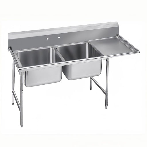 Advance Tabco 94-82-40-36R 85" 2 Compartment Sink w/ 20"L x 28"W Bowl, 14" Deep-cityfoodequipment.com