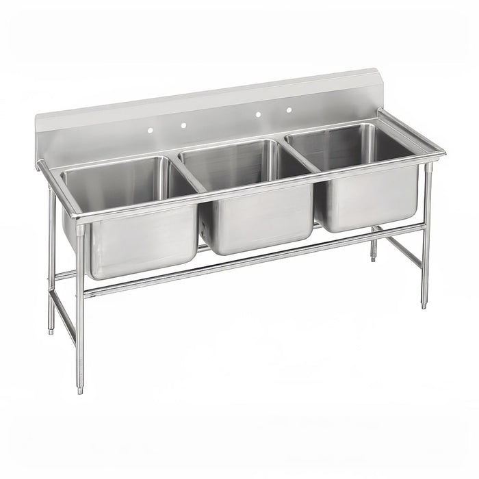 Advance Tabco 94-83-60 76" 3 Compartment Sink w/ 20"L x 28"W Bowl, 14" Deep-cityfoodequipment.com